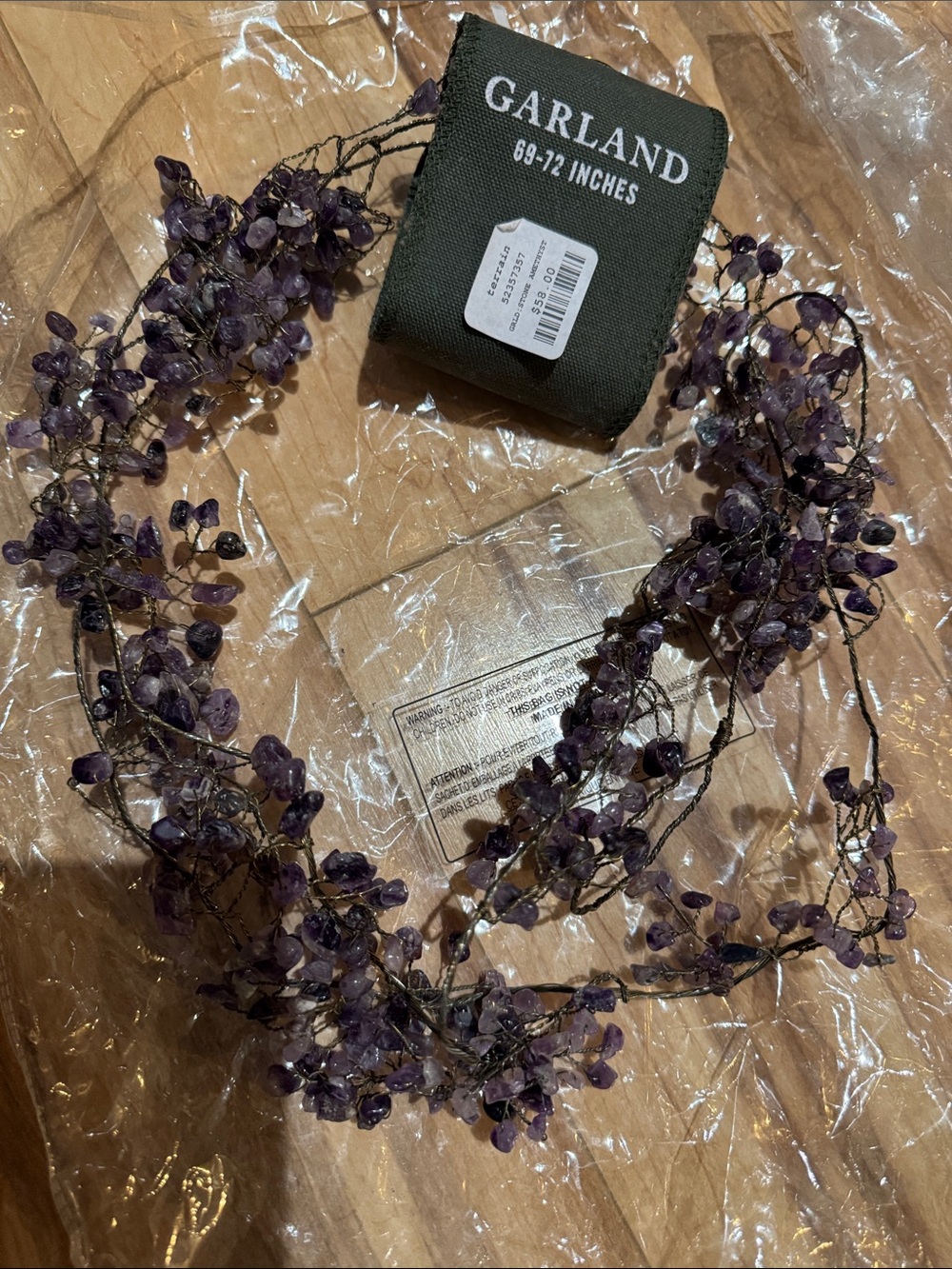 Anthropologie Terrain Purple Beaded Floral Garland (2)